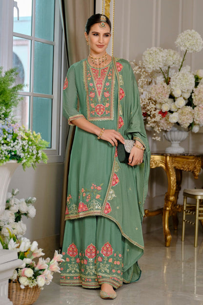 Suryamookhi Fern Embroidery Gharara Suit Set