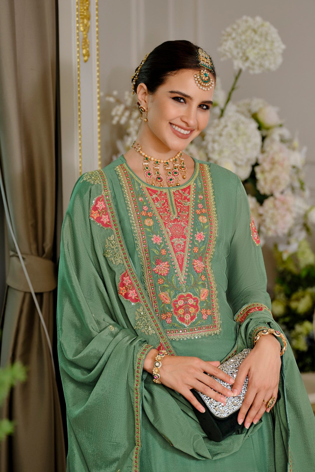 Suryamookhi Fern Embroidery Gharara Suit Set