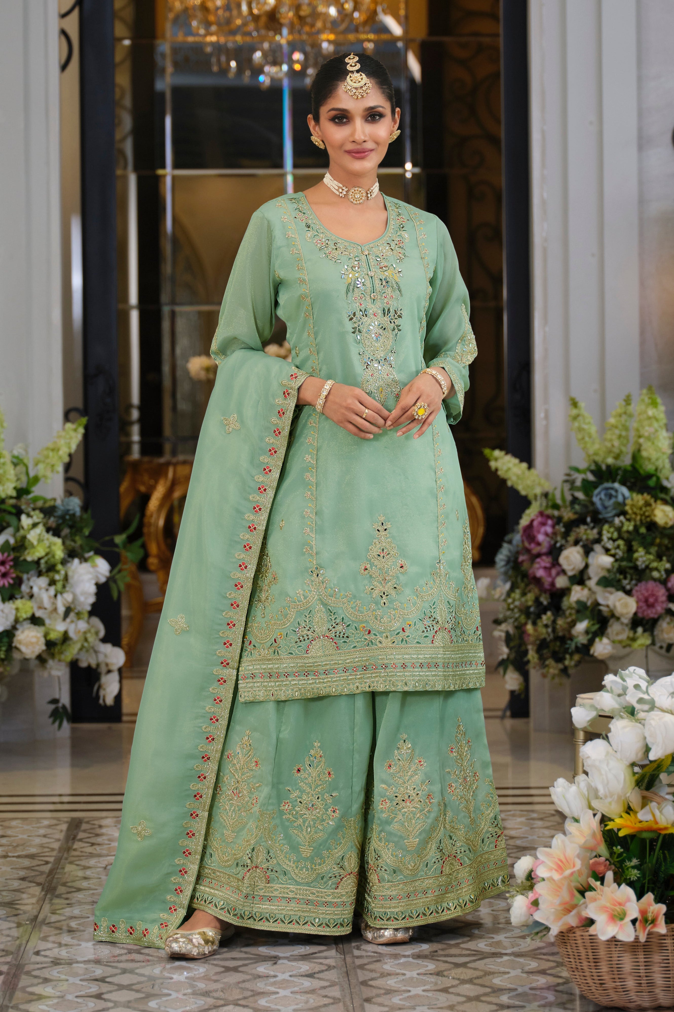 Tansu Fern Full Work Heavy Gharara Set