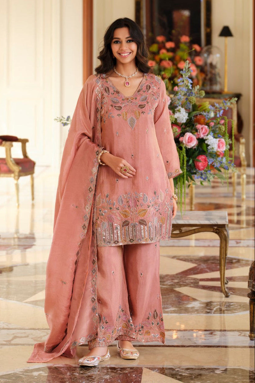 Areesa salmon full work suit set
