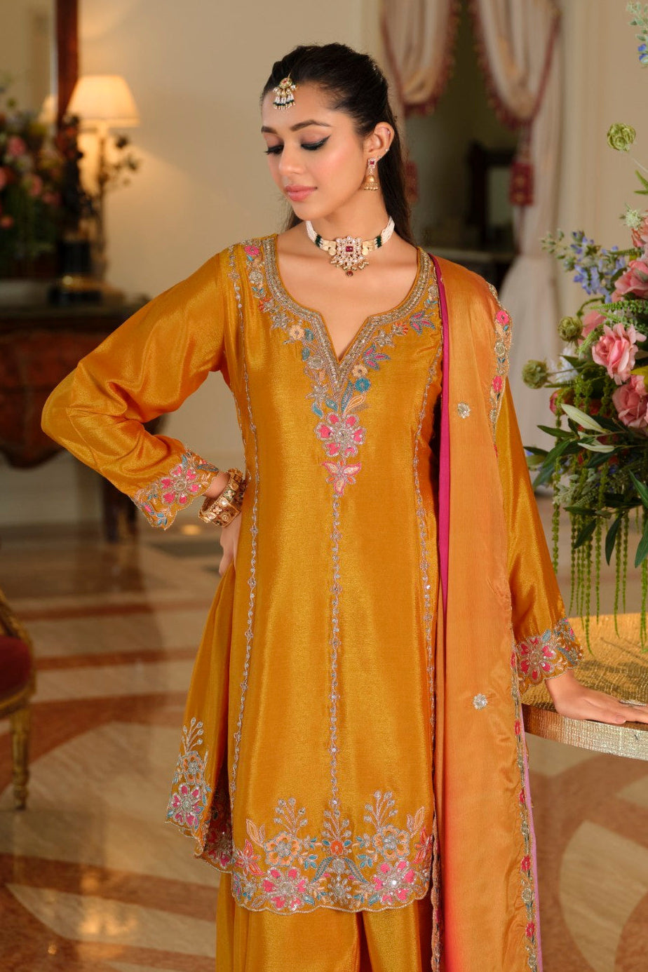 Areesa canary full work suit set
