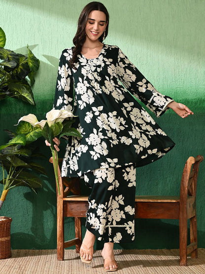 Printed A-Line Kurti With Trouser