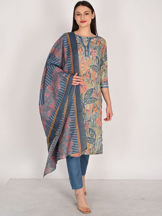 Dhiyona KL Women Floral Printed Regular Kurta with Pyjamas & With Dupatta