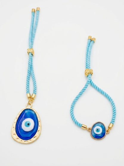 Dhiyona Set Of 2 Blue Evil Eye Bhaiya Bhabhi Wraparound Rakhi