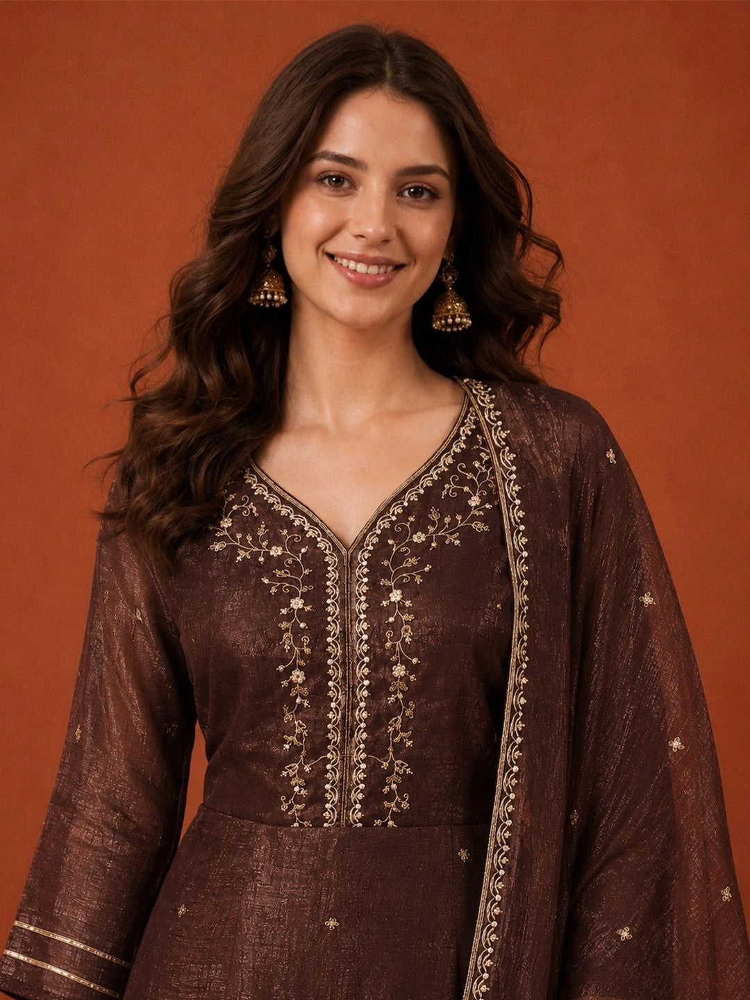 Women Ethnic Motifs Embroidered Empire Thread Work Kurta with Sharara & With Dupatta