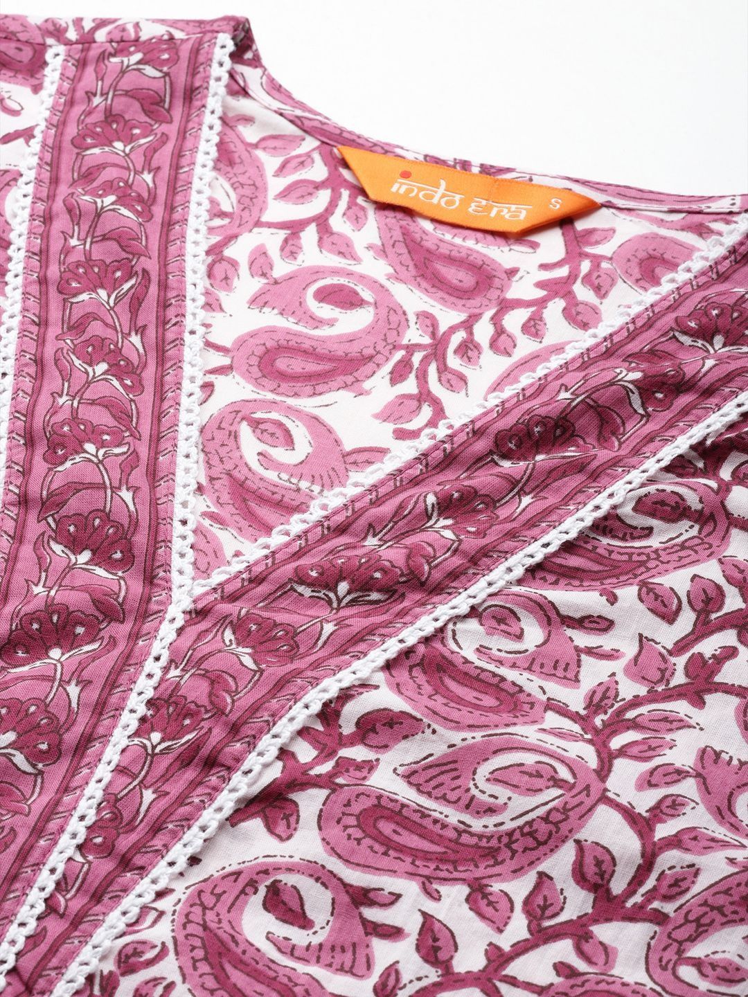 Women Ethnic Motifs Printed Regular Thread Work Pure Cotton Kurta with Trousers