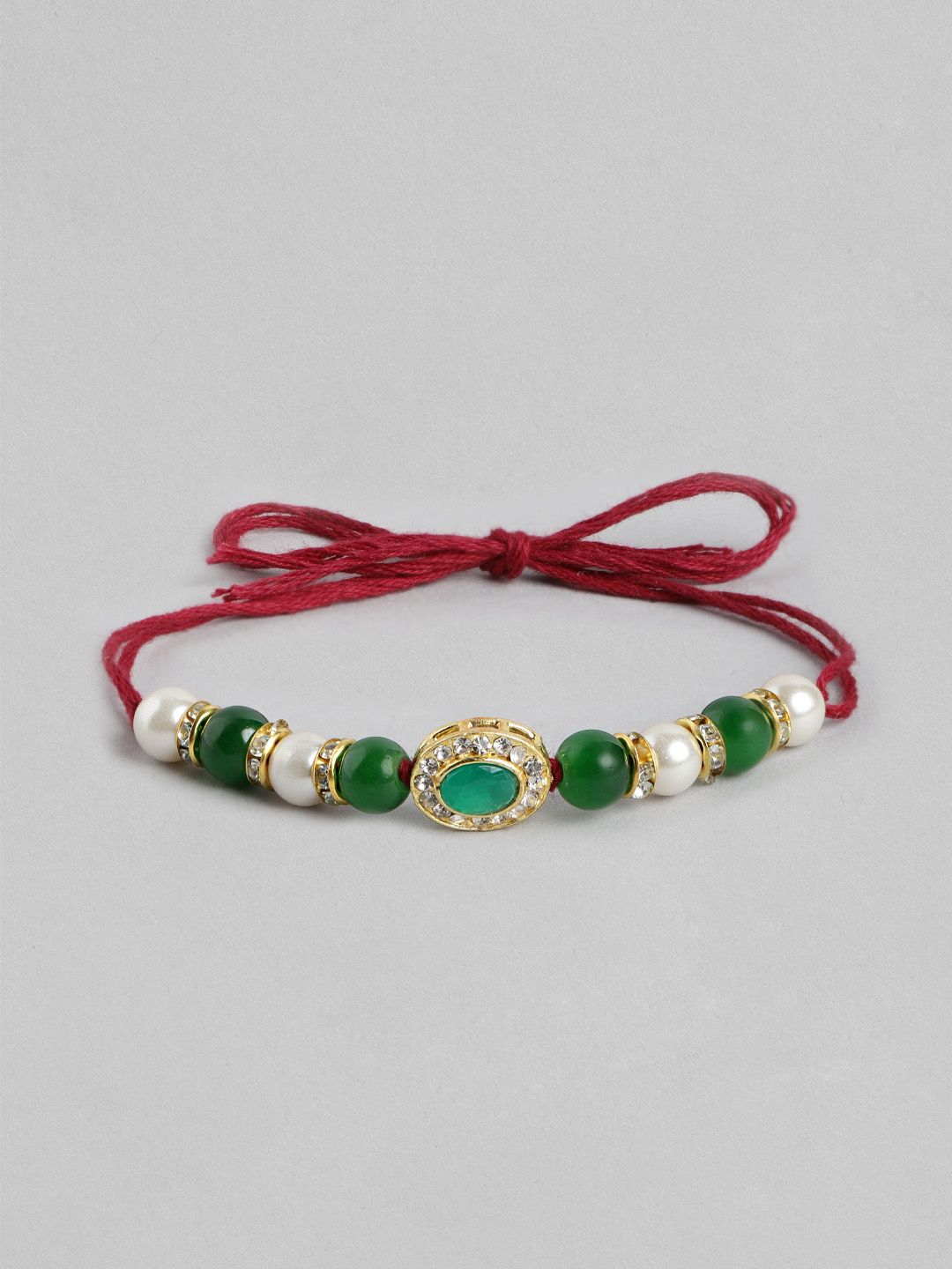 Dhiyona Unisex Set of 2 Beaded Bhai Bhabhi Rakhis With Roli & Chawal