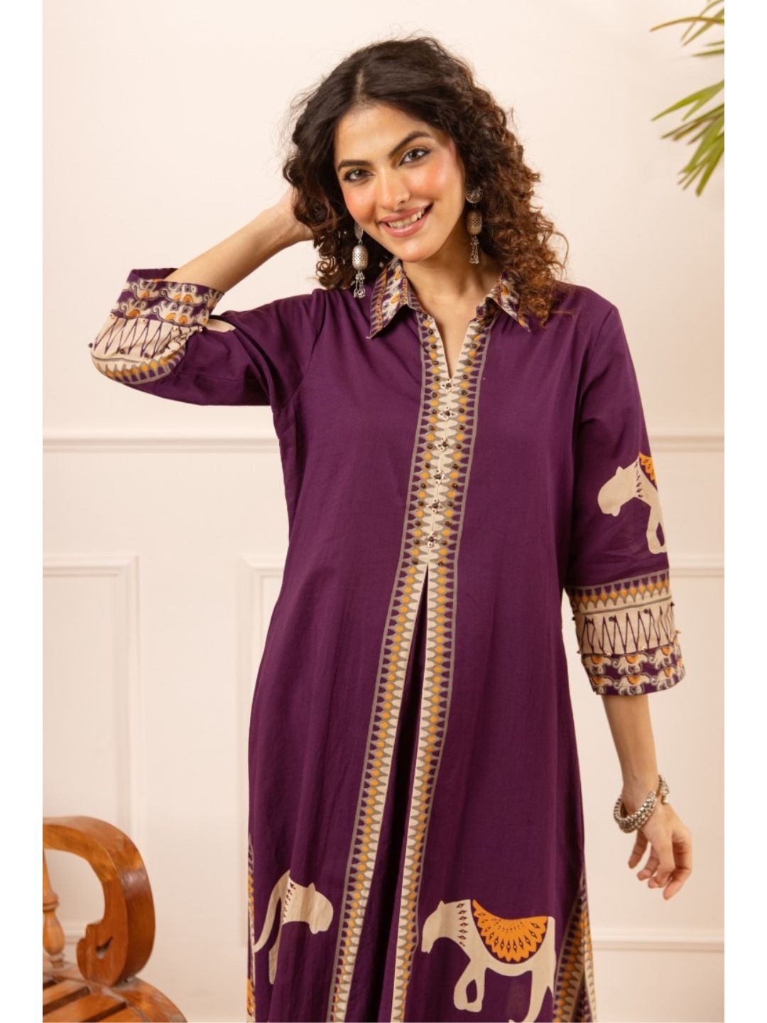 Karen aztec printed cotton kurta pant set