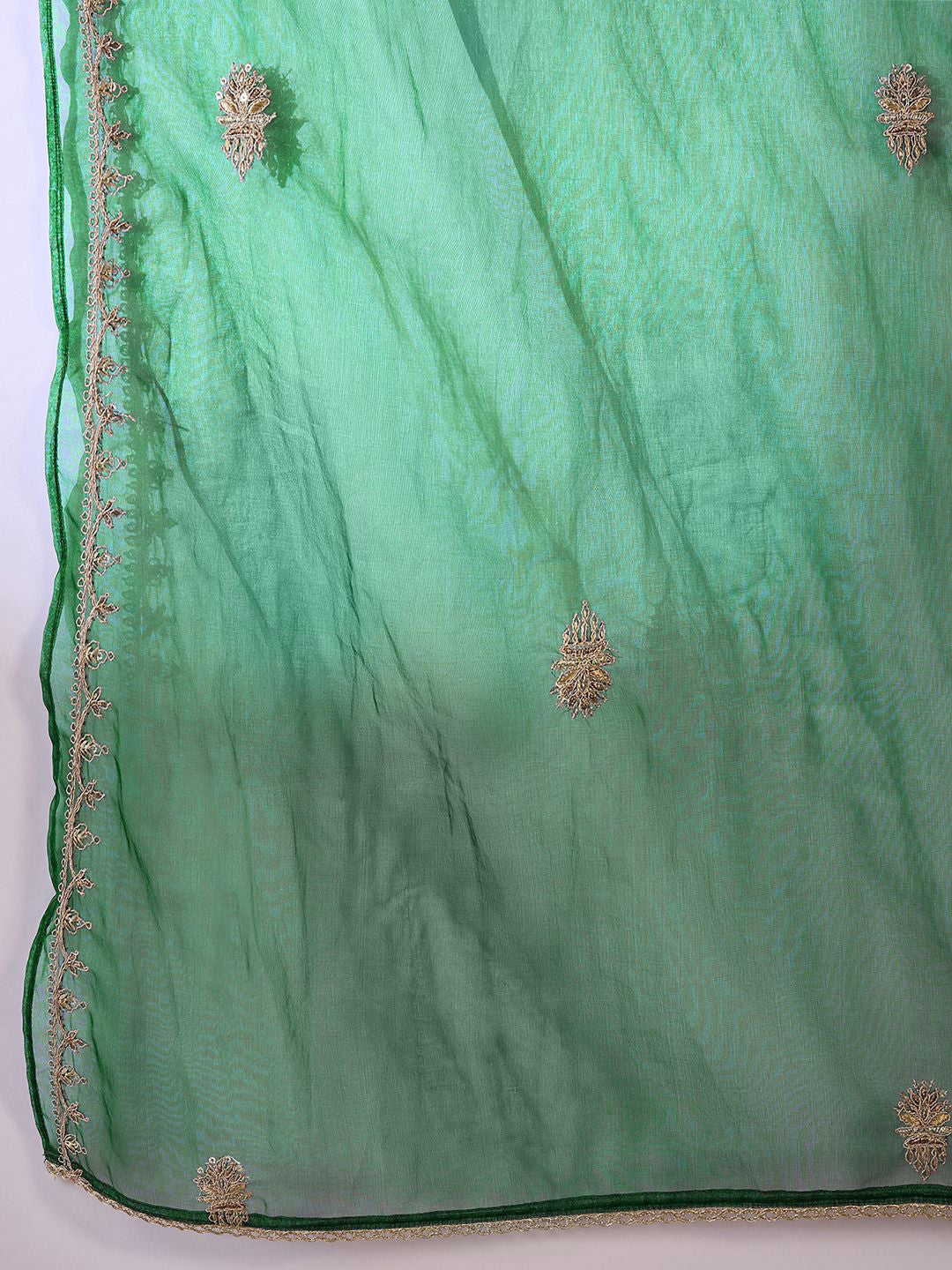 Embroidered Sequence Zari Kurta Trousers with Dupatta