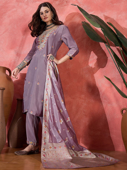 Women Ethnic Motifs Embroidered Kurta with Pyjama & Dupatta