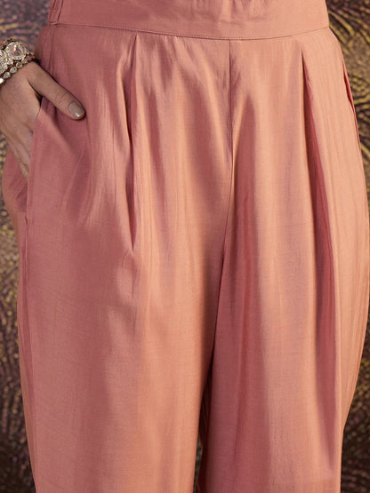 Embroidered V-Neck Kurta & Trousers Kurta Sets
