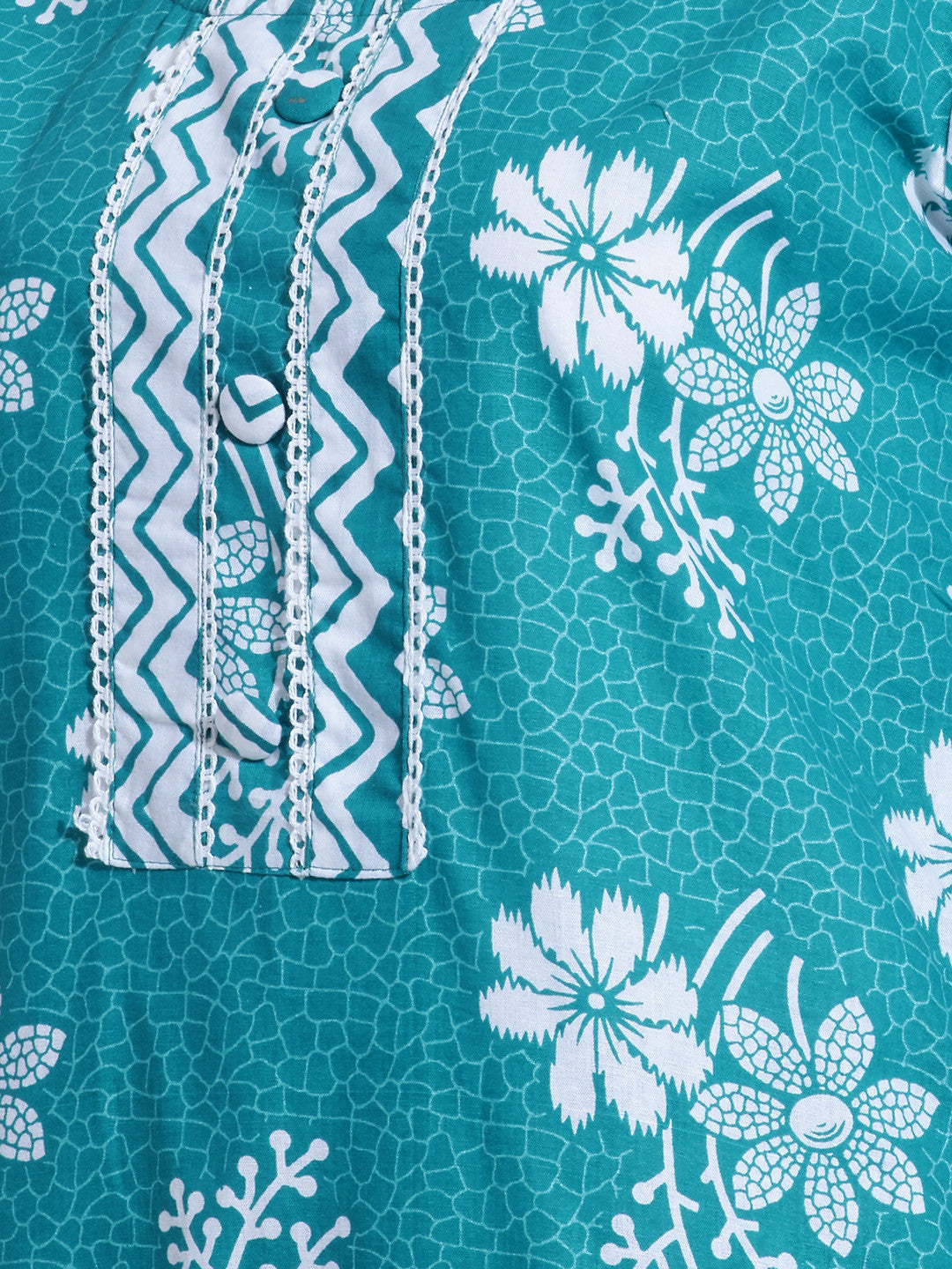 Floral Printed Regular Pure Cotton Kurta with Trousers & Dupatta