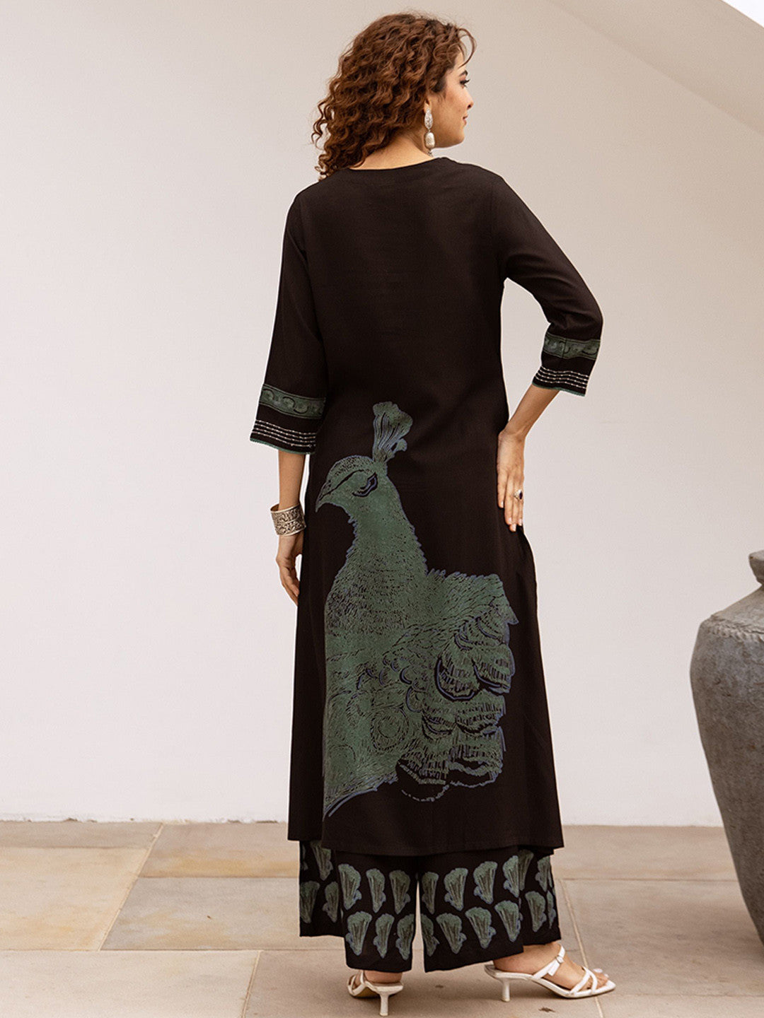 Women Printed With Embroidered Kurta With Palazzos