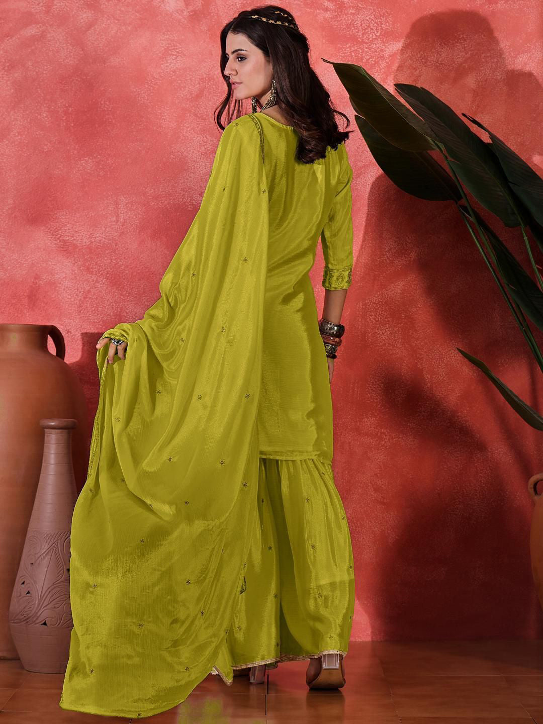 Women Ethnic Motifs Embroidered Kurta with Palazzo & Dupatta