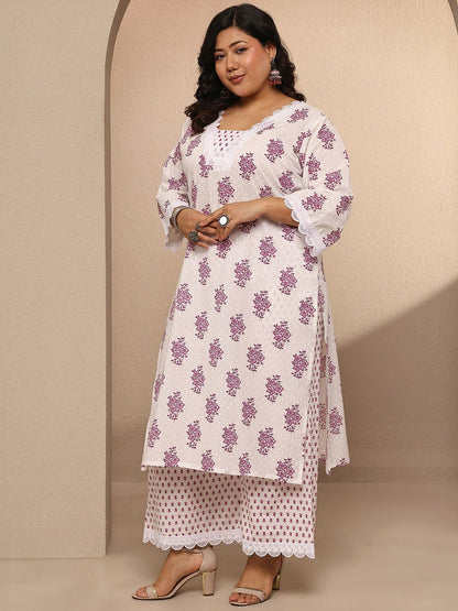 Dhiyona Women's Plus Size Floral Printed Regular Kurta with Trousers & With Dupatta