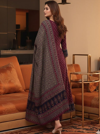 Dhiyona KL Women Ethnic Motifs Printed Regular Kurta with Trousers & With Dupatta