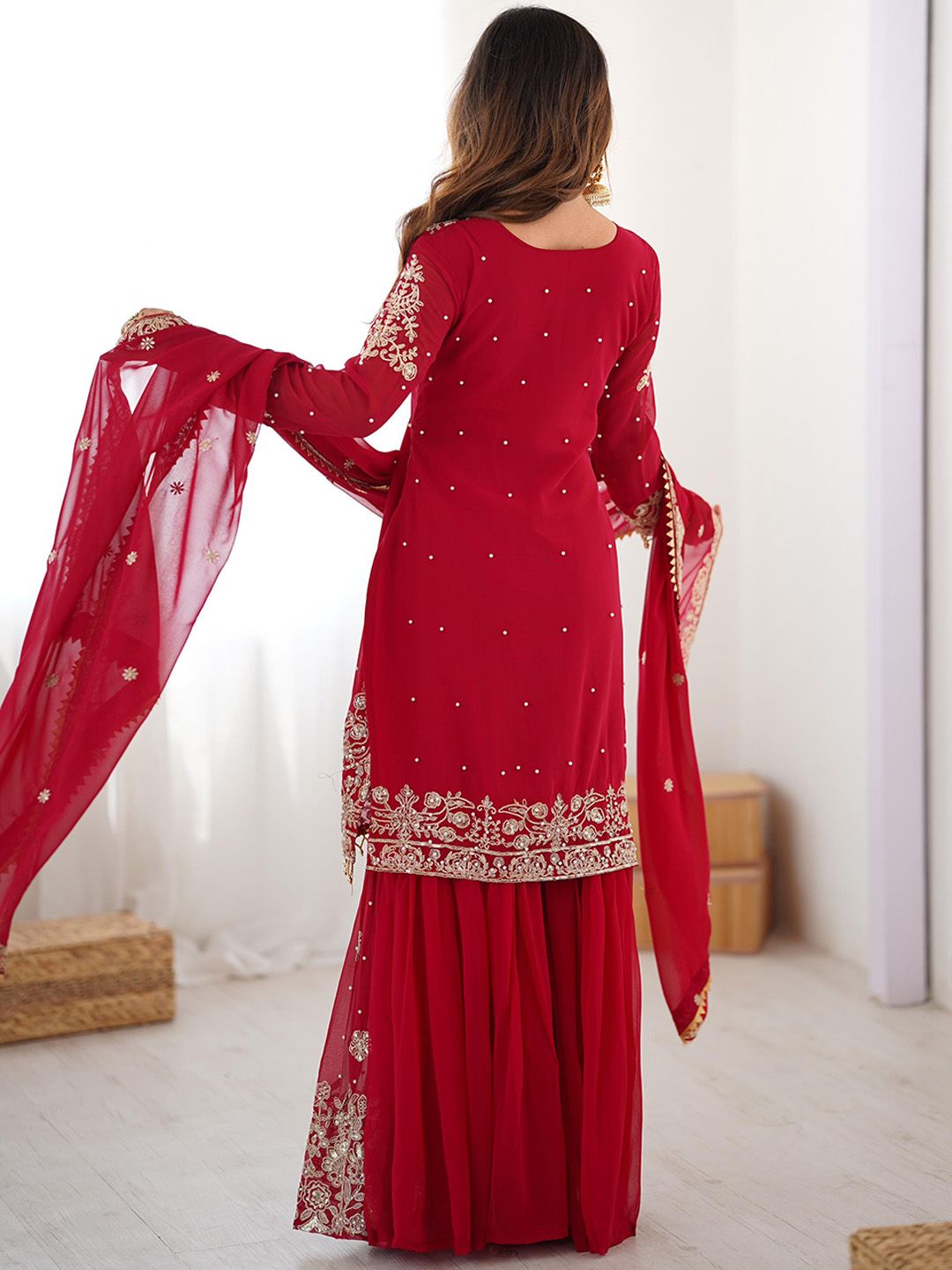 Dhiyona KL Women Ethnic Motifs Printed Kurta with Sharara & Dupatta