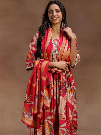 Women Floral Printed Empire Kurta with Trousers & With Dupatta