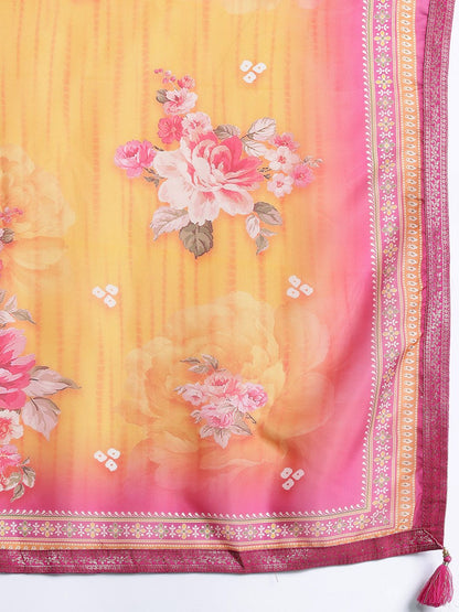 Dhiyona Women's Plus Size Woven Design Kurta with Palazzos & Dupatta