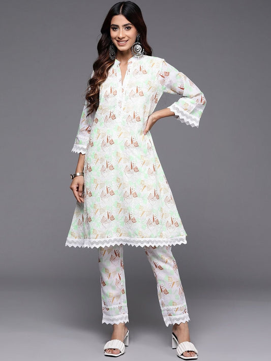 Women Printed Regular Kurta with Trousers