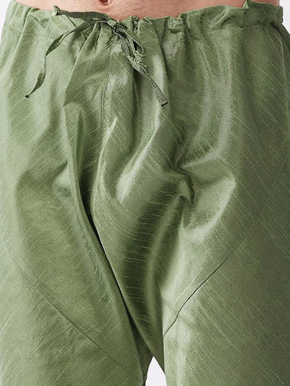 Men's Mint Green Silk Blend Straight Kurta Pyjama Set
