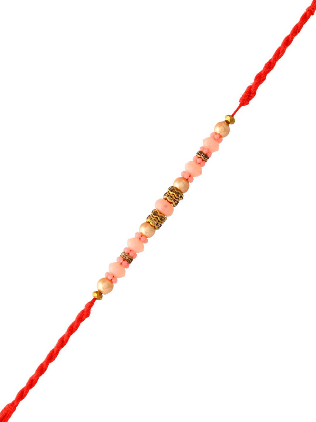 Dhiyona Beaded Twisted Thread Rakhi With Roli Chawal & Greetings Card