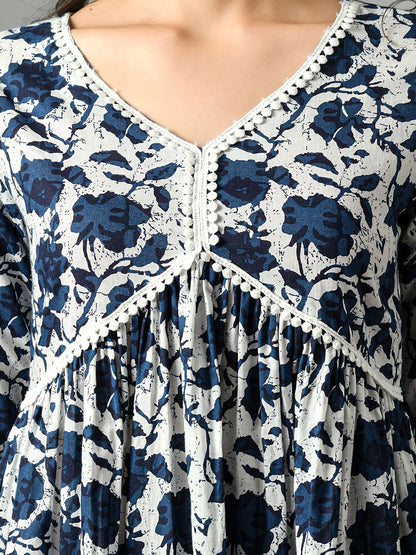 Floral Printed Pure Cotton Kurta with Palazzos