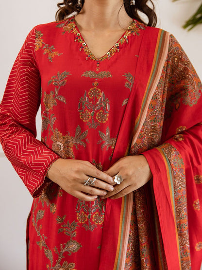 Dhiyona KL Women Floral Printed Kurta with Palazzo & Dupatta