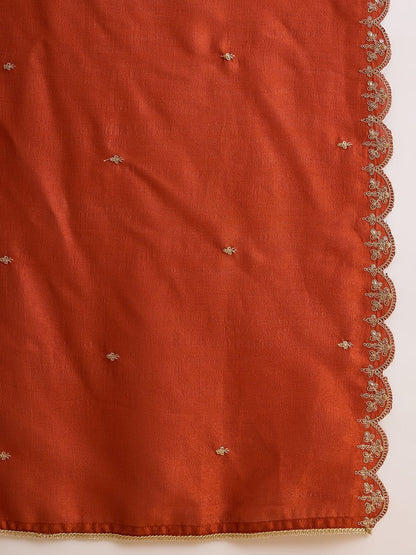 Dhiyona CH Women Ethnic Motifs Embroidered Panelled Thread Work Kurta with Trousers & With Dupatta