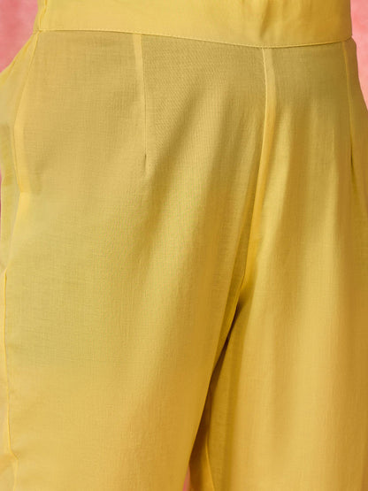 Women Floral Embroidered Cotton Kurta with Trousers & Dupatta