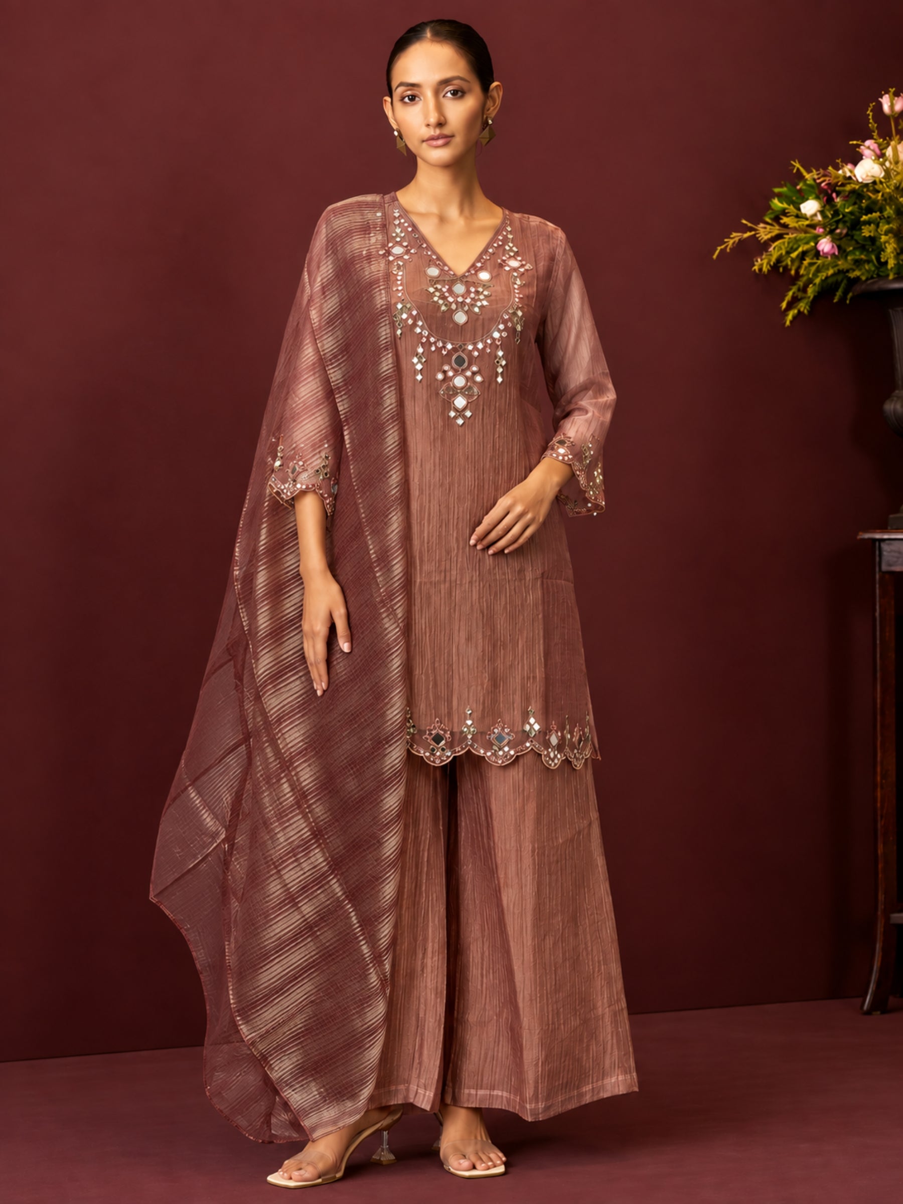 Elini Rose Work Festive Suit Set