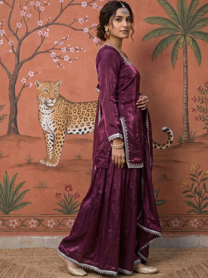 Women Regular Thread Work Kurta with Palazzos & With Dupatta