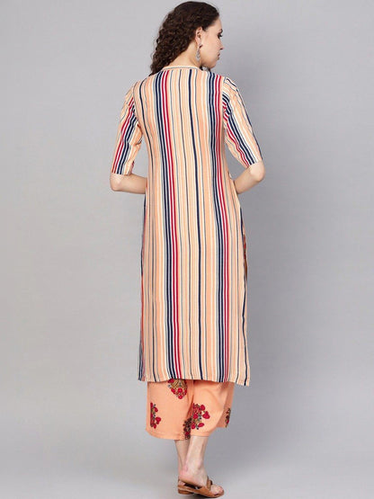 Women Striped Regular Kurta with Palazzos