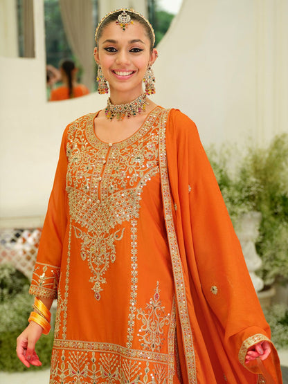 Women Ethnic Motifs Embroidered Kurta with Skirt & Dupatta