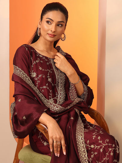 Women Ethnic Motifs Embroidered Kurta with Trouser & Dupatta