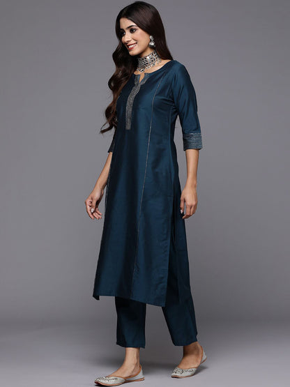 Women Woven Design Self Design Kurta with Trousers & Dupatta