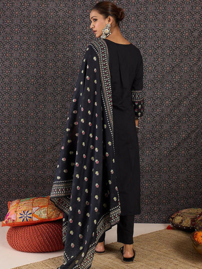 Women Ethnic Motifs Embroidered Regular Thread Work Pure Cotton Kurta with Trousers & With Dupatta