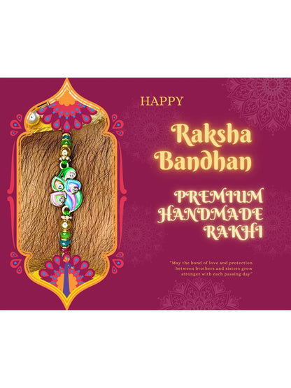 Dhiyona Set Of 3 Beaded Cotton Thread with AD Stones & Meenakari Designer Rakhi for Brother