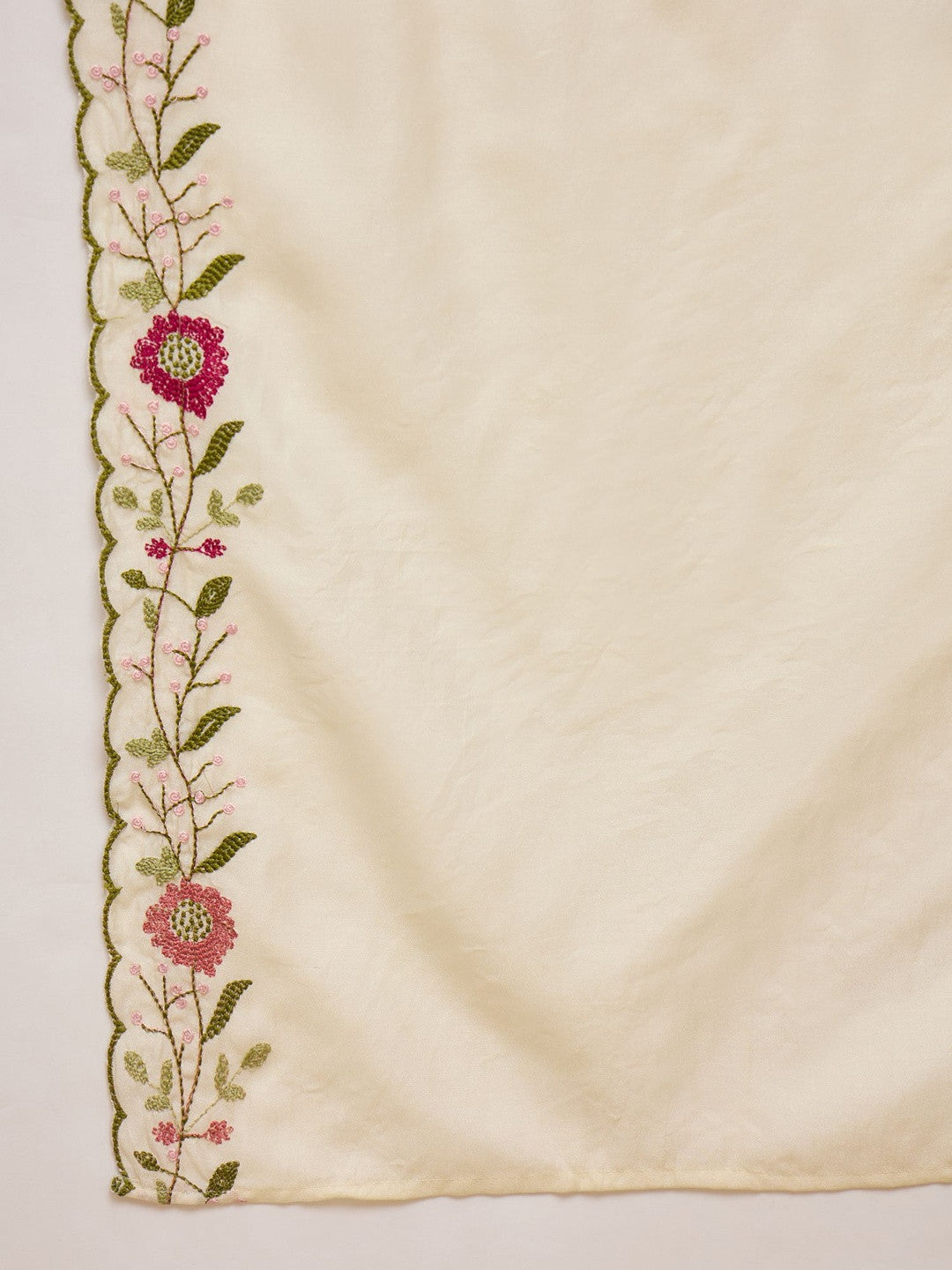 Embroidered V-Neck Kurta & Trousers with Dupatta Set