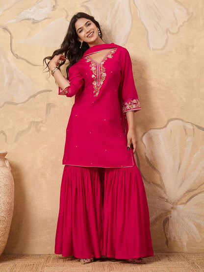 Dhiyona HOP Embroidered Sharara Set With Dupatta