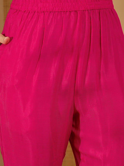 Women Floral Printed Silk Kurta with Trousers & Dupatta