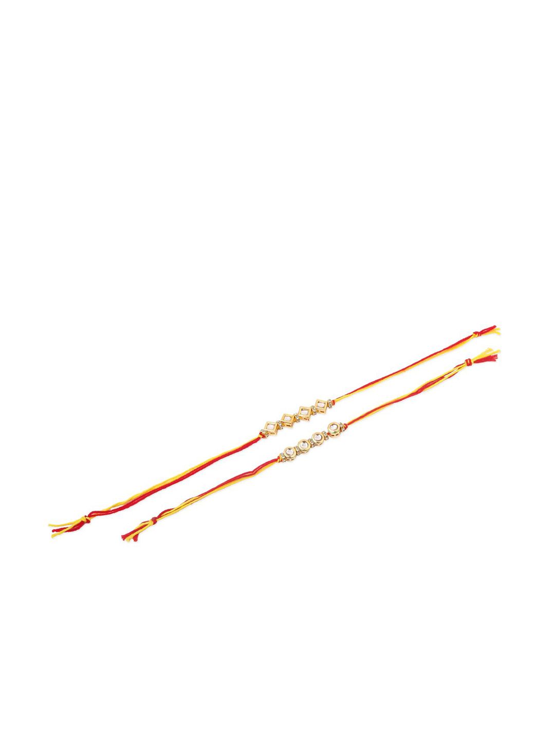 Dhiyona Kundan Studded Bhaiya Bhabhi Rakhis With Roli Chawal Chandan & Mishri