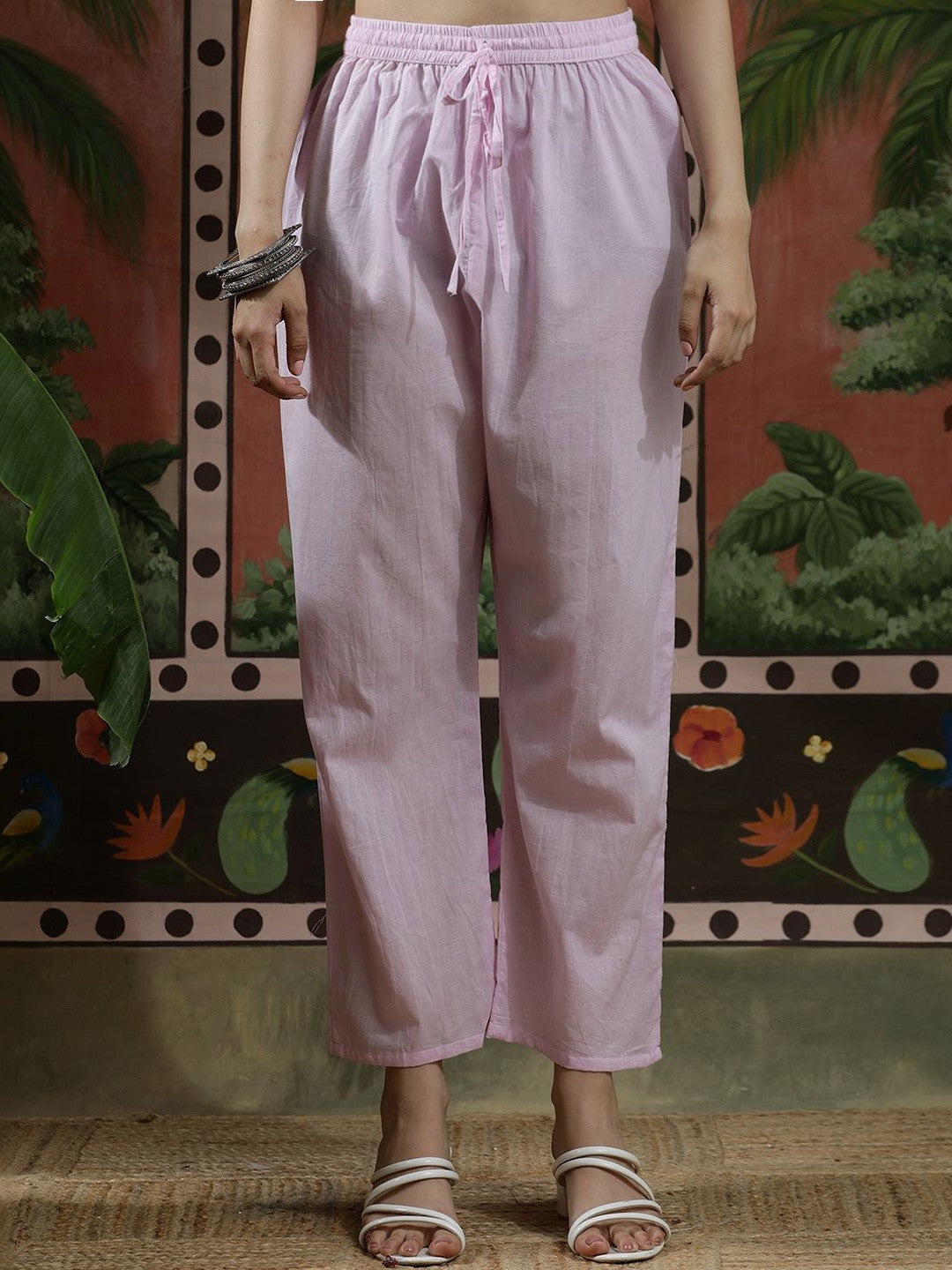 Embroidered Pure Cotton V-Neck Kurta & Trousers Kurta Sets