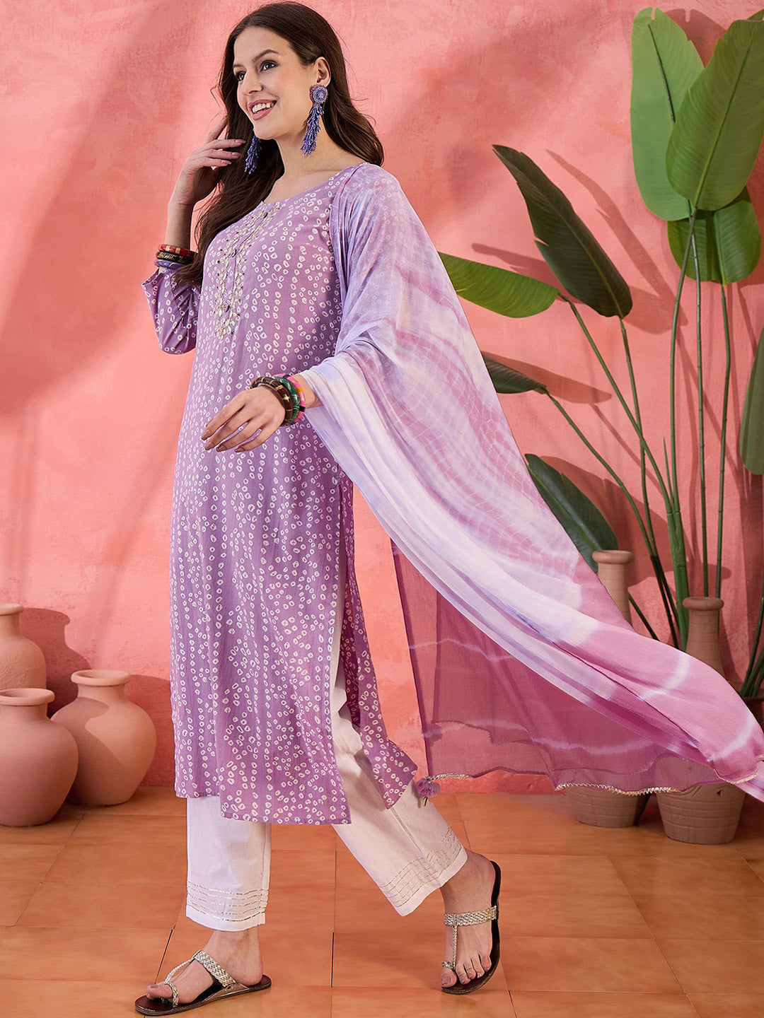 Printed Pure Cotton Kurta Trouser With Dupatta