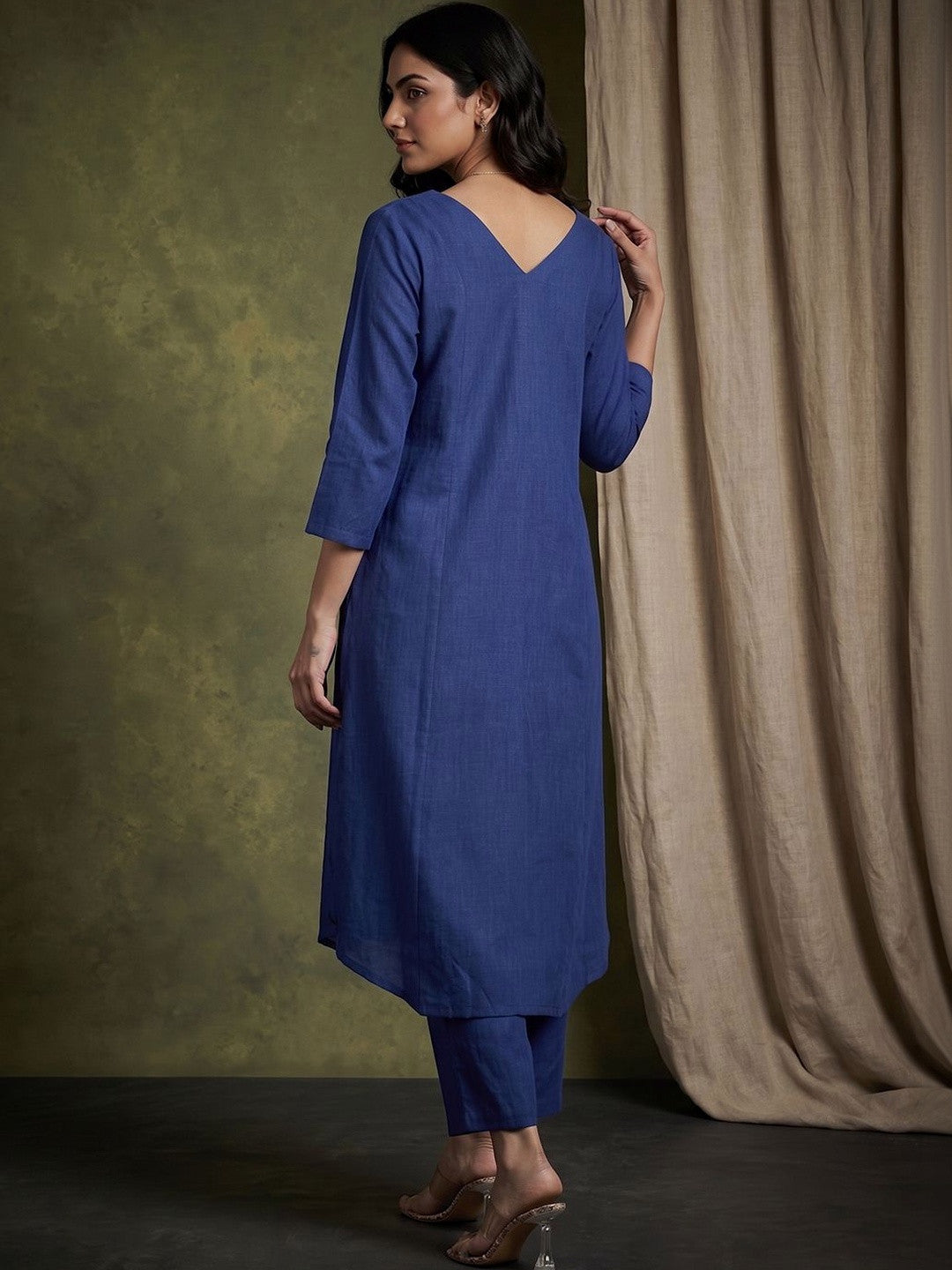 V-Neck Kurta & Trousers
