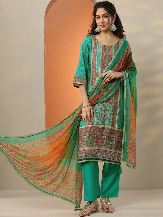 Women Ethnic Motifs Printed Regular Straight Kurta with Trousers & Dupatta