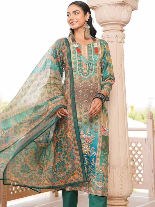 Dhiyona KL Women Floral Printed Kurta with Trousers & Dupatta