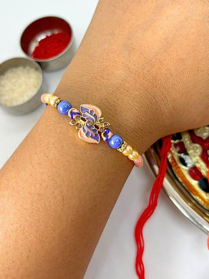Dhiyona 4pcs Purple Stone Beaded Thread Rakhi