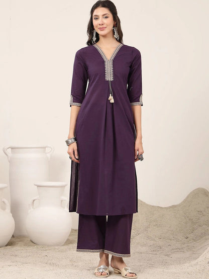 Women Regular Thread Work Kurta with Palazzos