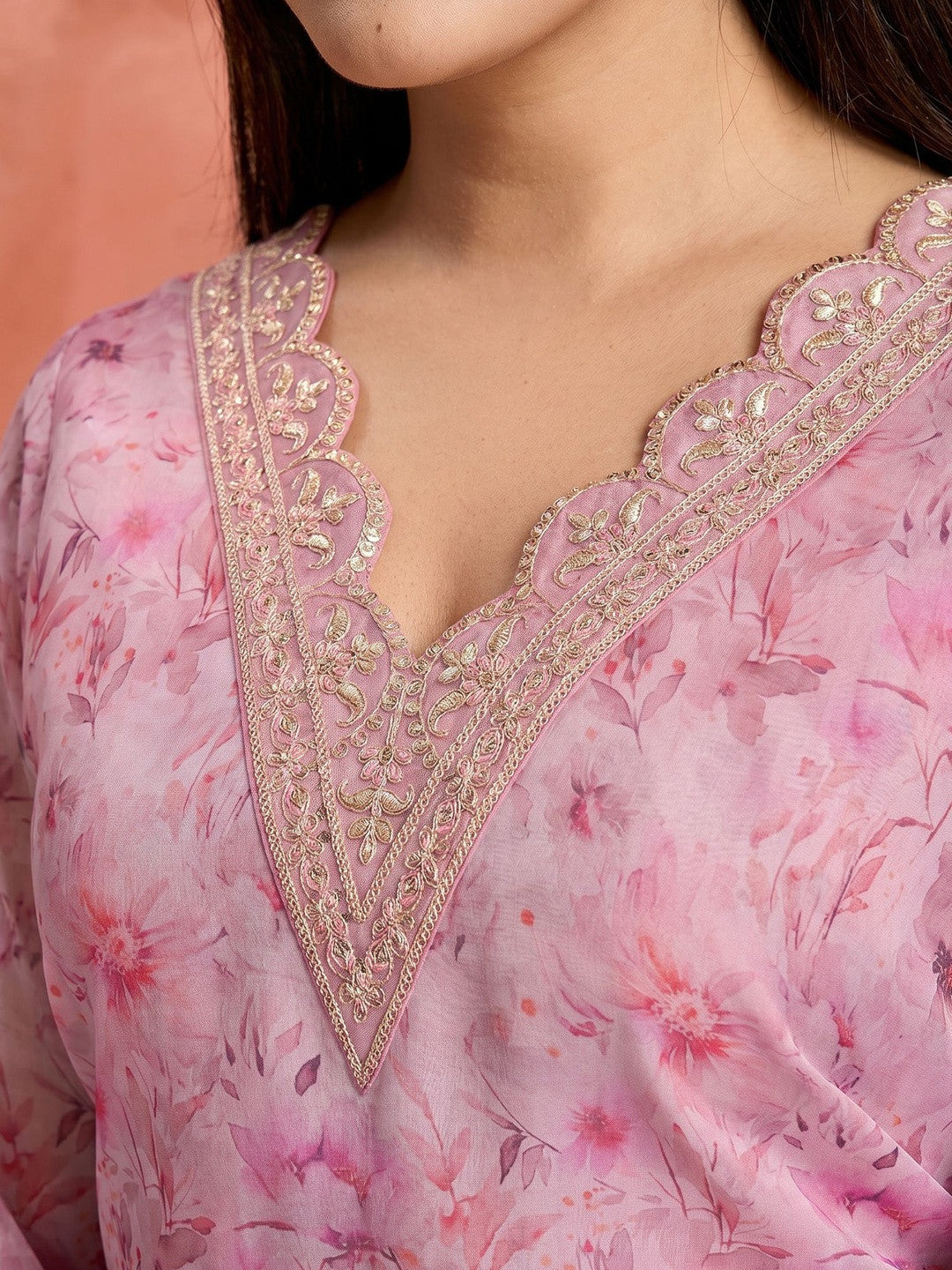 Embroidered Round Neck Kurta Sets